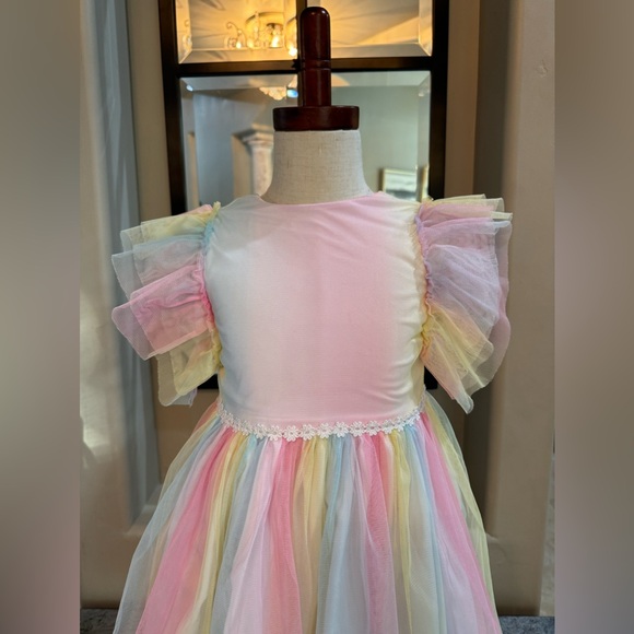 👑 Pippa & Julie-Girls' Rainbow Mesh Tutu Dress👑 - Picture 9 of 9